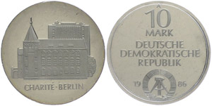 Münzen DDR 10 Mark, 1986, Charité in ... 