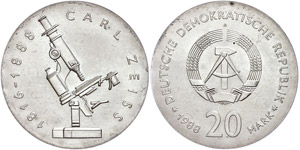 Münzen DDR 20 Mark, 1988, Zeiss, st., ... 