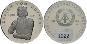 Münzen DDR 10 Mark, 1988, Ulrich von ... 