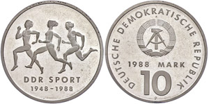 Münzen DDR 10 Mark, 1988, 40 Jahre Turn und ... 