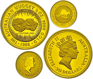 Australien 5 und 50 Dollars Gold, 1988 und ... 