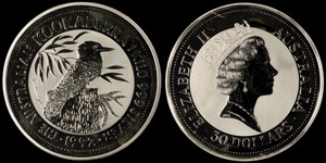 Australien 30 Dollars, 1992, Kookaburra, 1 ... 
