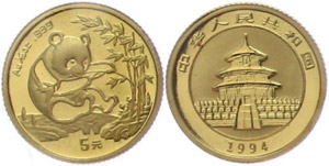 China Volksrepublik 5 Yuan, 1994, Gold, ... 