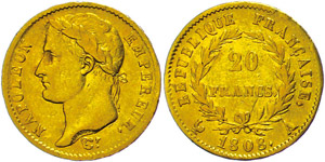 Frankreich 20 Francs, 1808, Napileon I., ... 