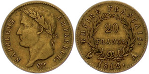 Frankreich 20 Francs, 1812, Napileon I., ... 