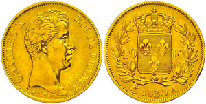 Frankreich 40 Francs, Gold, 1830, Charles ... 