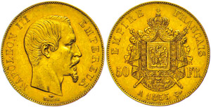 Frankreich 50 Francs, Gold, 1855, Napoleon ... 