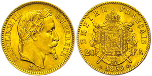 Frankreich 20 Francs, Gold, 1866, Napoleon ... 