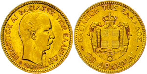 Griechenland 20 Drachmen, 1884, Gold, George ... 