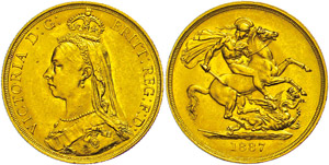 Grossbritannien 2 Pfund, 1887, Gold, ... 