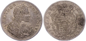 Italien 1/2 Ducato, 1715, Karl VI., MFA, KM ... 