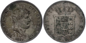 Italien Neapel, 120 Grana, 1857, Ferdinand ... 