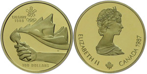 Kanada 100 Dollars, Gold, 1987, XV. ... 