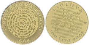 Litauen 100 Litu, 2007, Gold, 1000 Jahre ... 