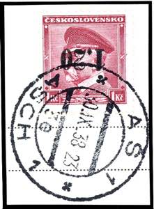 Asch 1, 20 Kc. On 1 Kc. Postal stamp, ... 