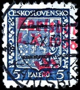 Karlsbad 5 Heller postal stamp with ... 