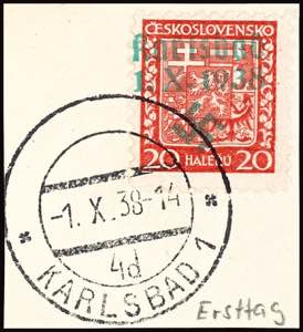 Karlsbad 20 H. Coat of arms with overprint ... 