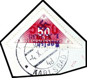 Karlsbad 50 Heller delivery stamp vivid ... 
