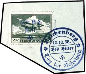 Reichenberg 2 Kc. Airmail with hand stamp ... 