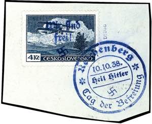 Reichenberg 4 Kc. Airmail with hand stamp ... 