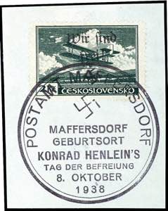 Maffersdorf 2 Kc. Airmail with hand stamp ... 
