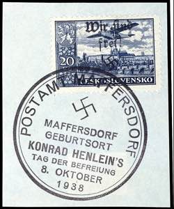 Maffersdorf 20 Kc. Airmail with hand stamp ... 