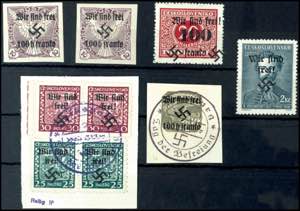 Rumburg 25 Heller, 30 Heller postal stamps, ... 