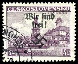 Rumburg 4 Kc. Postal stamp with typography ... 