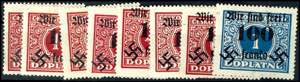 Rumburg 5 H. To 1 Kc. Postage due stamps ... 