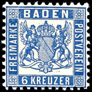 Baden 6 kreuzer ultramarine, mint never ... 