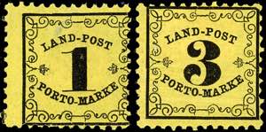 Postage Use Stamps Baden 1 and 3 Kr on ... 