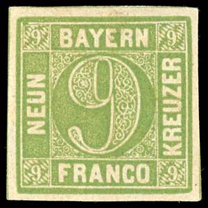 Bayern 9 Kr (lebhaft)gelbgrün in Type II ... 