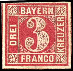 Bayern 3 Kr in b-Farbe tadellos postfrisch, ... 