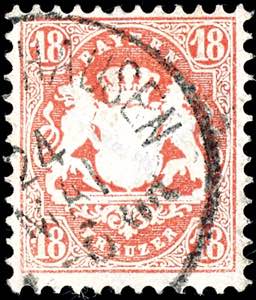 Bavaria 18 Kr. Dark brick red, watermark ... 