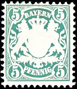 Bavaria 5 penny bluish green, having bright ... 