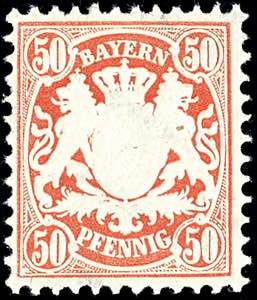 Bavaria 50 Pfg vermilion, mint never hinged, ... 