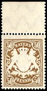 Bavaria 50 Pfg. Brown, mint never hinged, ... 