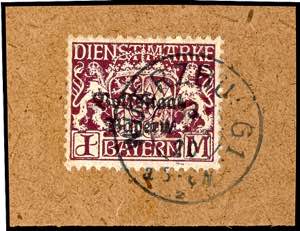 Bavaria Official Stamps 1 Mark red lilac ... 