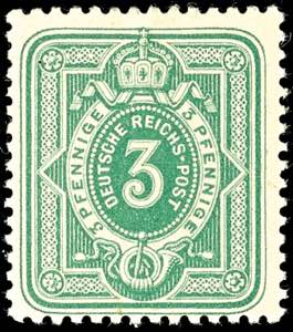 German Reich 3 pennies, bluish green, in ... 