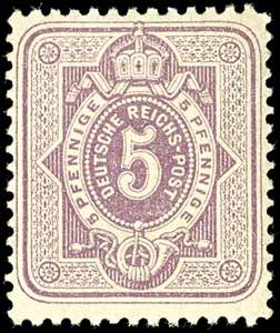 German Reich 5 pennies gray lilac, mint ... 