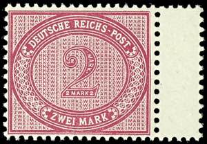German Reich 2 Mark numeral reddish carmine ... 