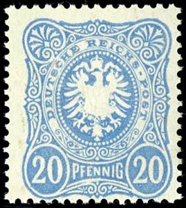 German Reich 20 penny pale blue, having ... 