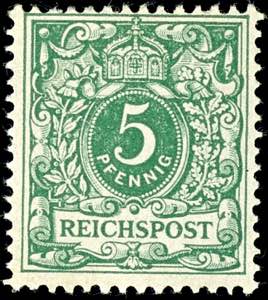 German Reich 5 penny crown / eagle, green, ... 