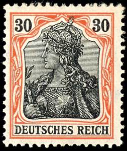 German Reich 30 Pfg Germania on orange ... 