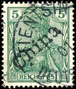 China 5 Pfg. Reichspost with hand stamp ... 