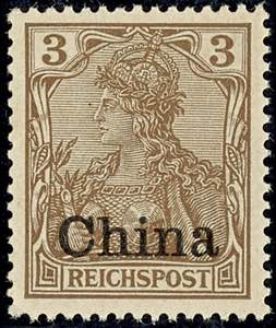 China 3 Pf Reichspost dark-orange-brown ... 