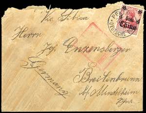 China 1914, letter with 4 cent overprint ... 