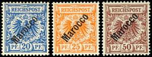 Morocco 3 Pf to 50 Pf with oblique overprint ... 