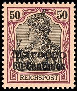 Morocco 50 penny Reichspost with overprint ... 