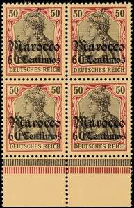 Morocco 60 C on 50 Pf. Block of four in ... 